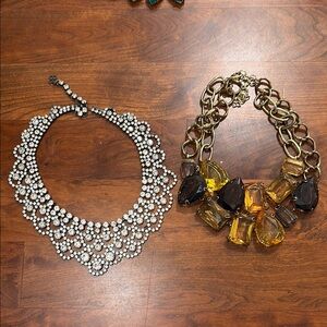 BCBG Crystal Statement Bib Necklace - Silver Clear